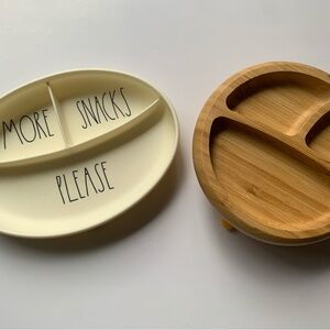 Montessori & Rae Dunn Baby Plate Bundle – Bamboo Suction Plate + Silicone Plate